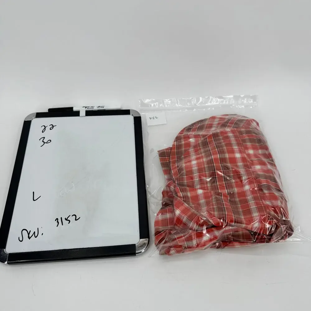 The North Face Shirt Mens Large Pine Knot‎ Orange Plaid Button Up Nylon Blend